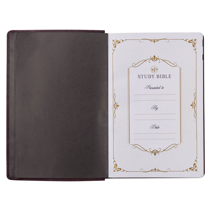 Burgundy Faux Leather Large Print King James Study Bible with Thumb Index