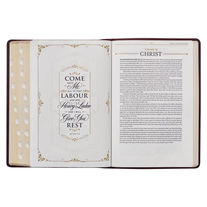 Burgundy Faux Leather Large Print King James Study Bible with Thumb Index