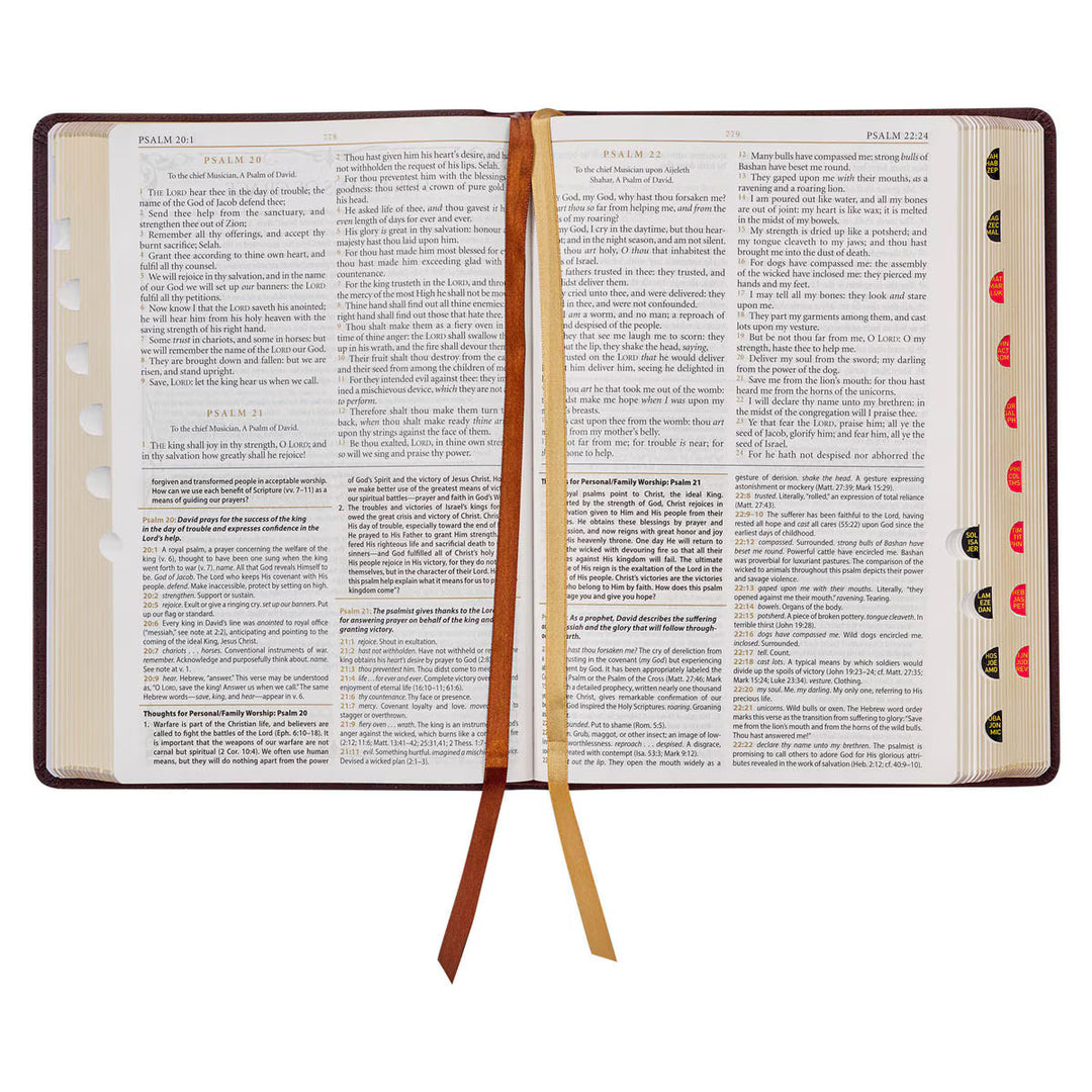 Burgundy Faux Leather Large Print King James Study Bible with Thumb Index