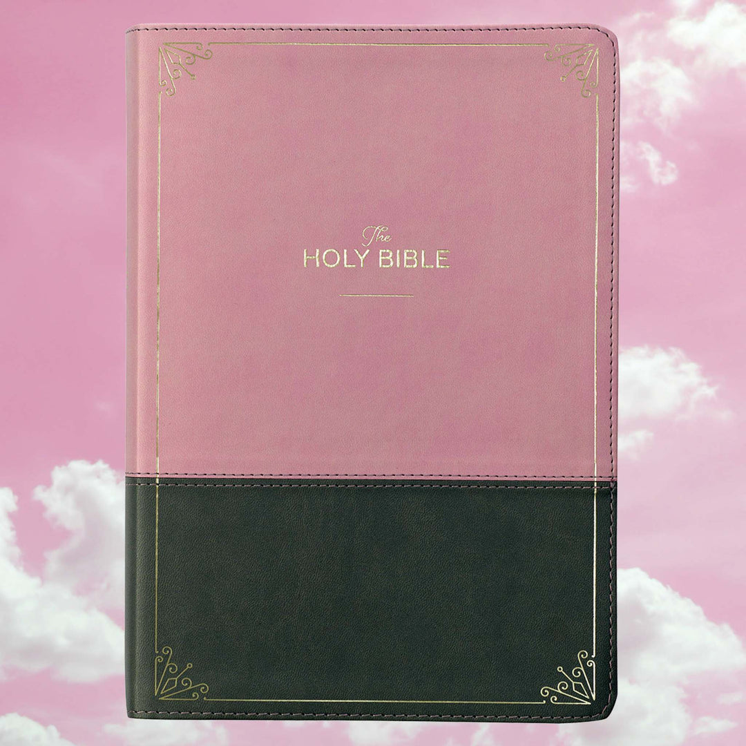Pink and Gray Faux Leather Super Giant Print Full-size King James Version Bible with Thumb Index