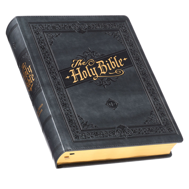 Iron Gray Faux Leather Hardcover Large Print King James Version Note-taking Bible