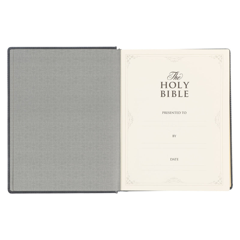 Iron Gray Faux Leather Hardcover Large Print King James Version Note-taking Bible