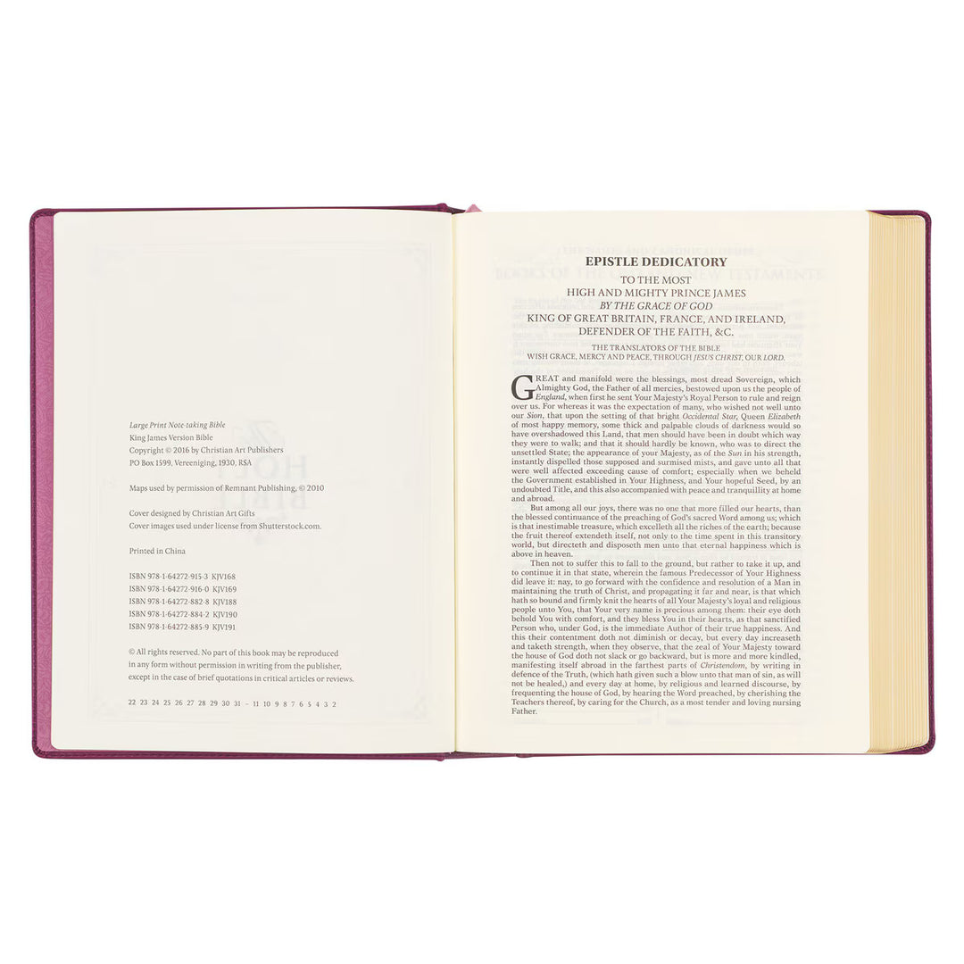 Red Plum Faux Leather Hardcover Large Print King James Version Note-taking Bible