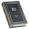 Gray and Black Faux Leather Giant Print Standard-size King James Version Bible with Thumb Index
