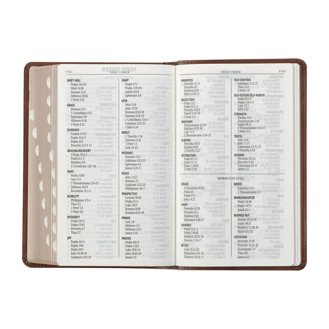 Saddle Tan and Butterscotch Faux Leather Giant Print Standard-size King James Version Bible with Thumb Indexing