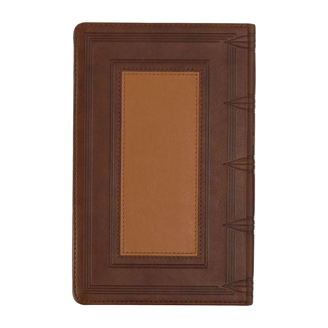 Saddle Tan and Butterscotch Faux Leather Giant Print Standard-size King James Version Bible with Thumb Indexing