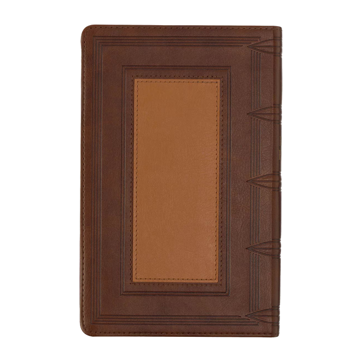 Saddle Tan and Butterscotch Faux Leather Giant Print Standard-size King James Version Bible with Thumb Indexing