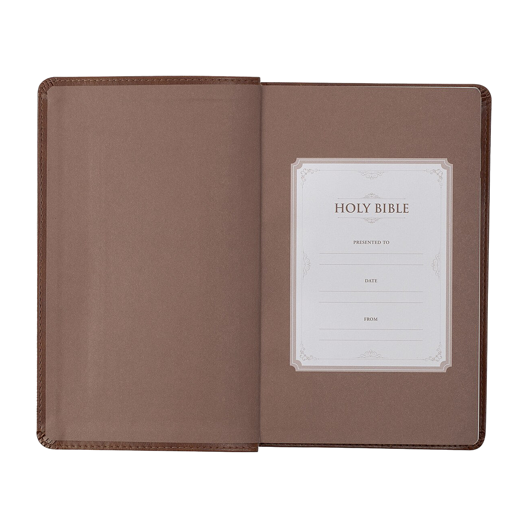 Saddle Tan and Butterscotch Faux Leather Giant Print Standard-size King James Version Bible with Thumb Indexing