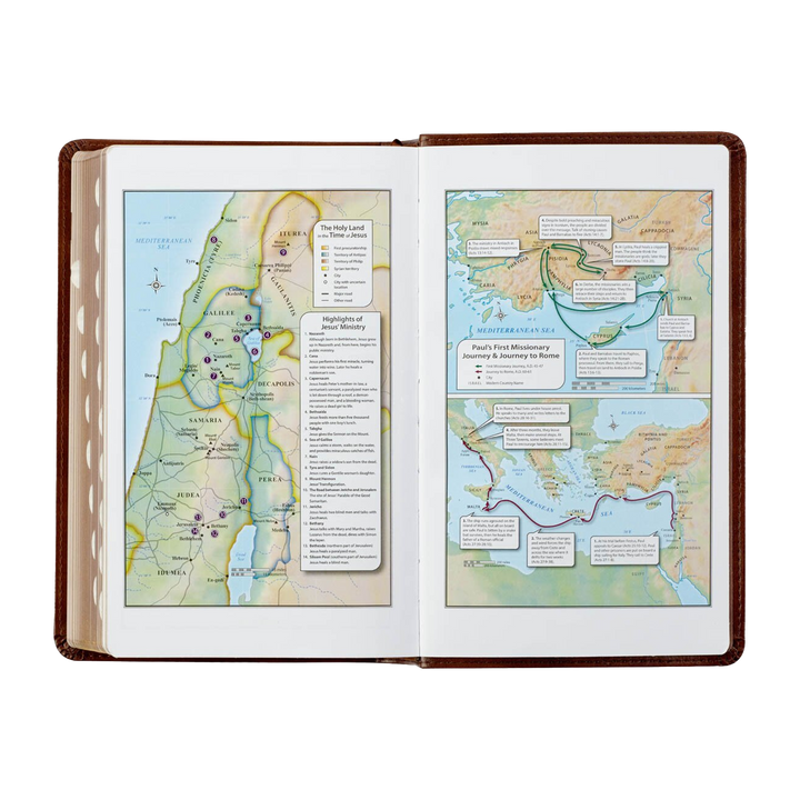 Saddle Tan and Butterscotch Faux Leather Giant Print Standard-size King James Version Bible with Thumb Indexing