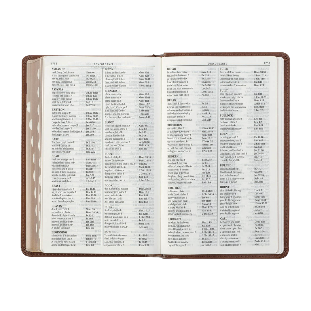 Saddle Tan and Butterscotch Faux Leather Giant Print Standard-size King James Version Bible with Thumb Indexing