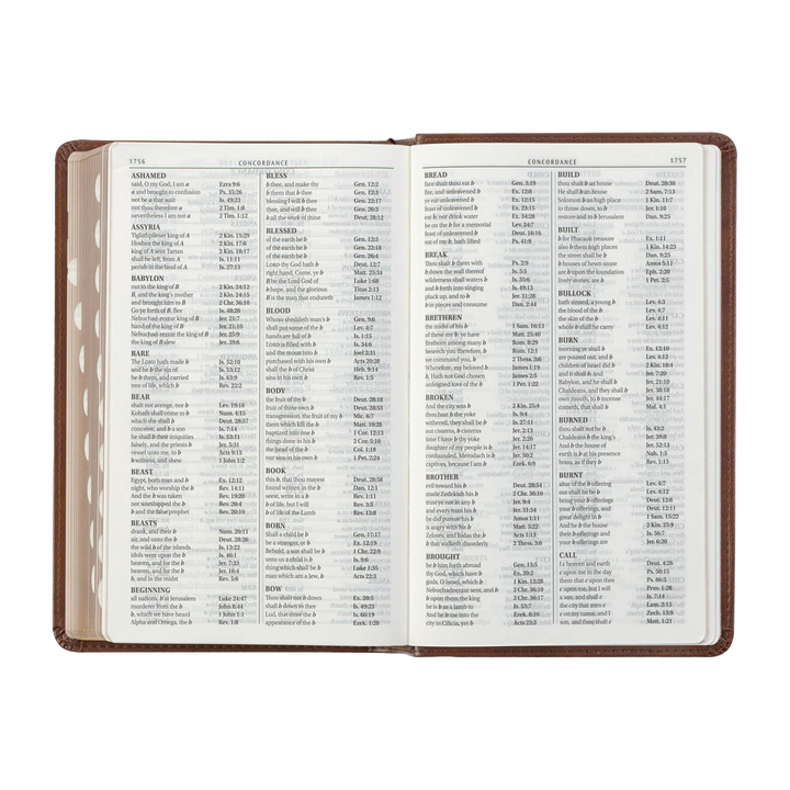 Saddle Tan and Butterscotch Faux Leather Giant Print Standard-size King James Version Bible with Thumb Indexing