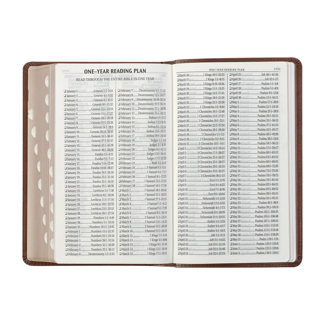 Saddle Tan and Butterscotch Faux Leather Giant Print Standard-size King James Version Bible with Thumb Indexing