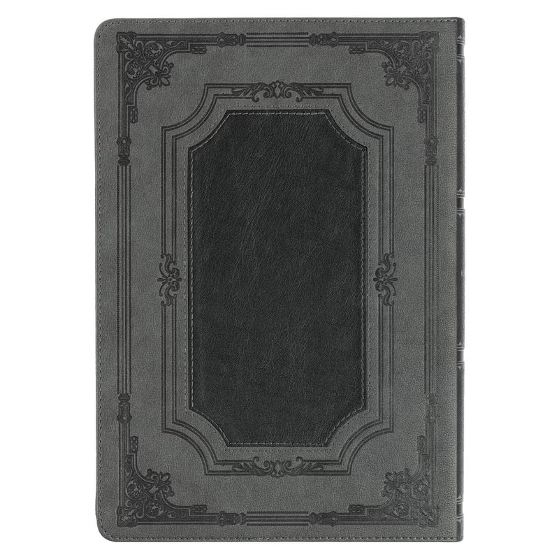 Gray with Black Inlay Faux Leather Super Giant Print King James Version Bible with Thumb Index