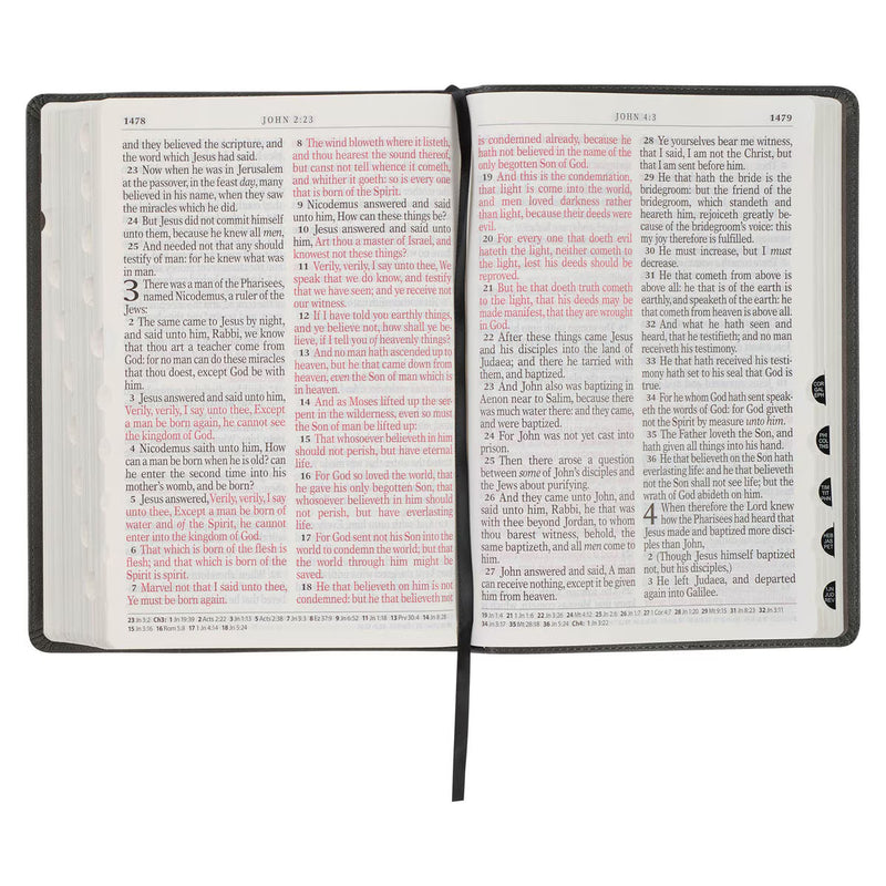 Gray with Black Inlay Faux Leather Super Giant Print King James Version Bible with Thumb Index