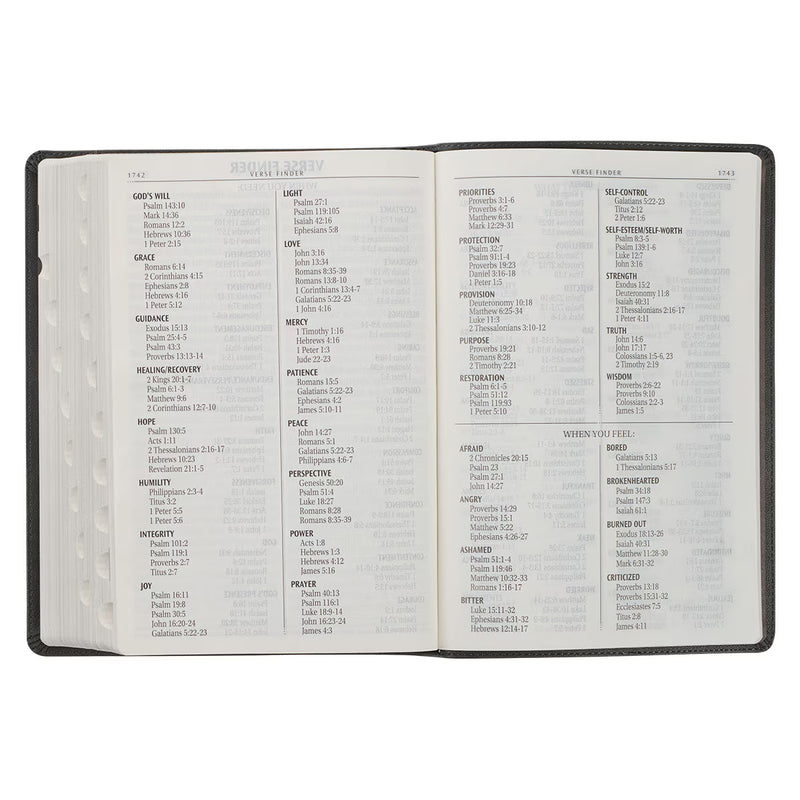 Gray with Black Inlay Faux Leather Super Giant Print King James Version Bible with Thumb Index