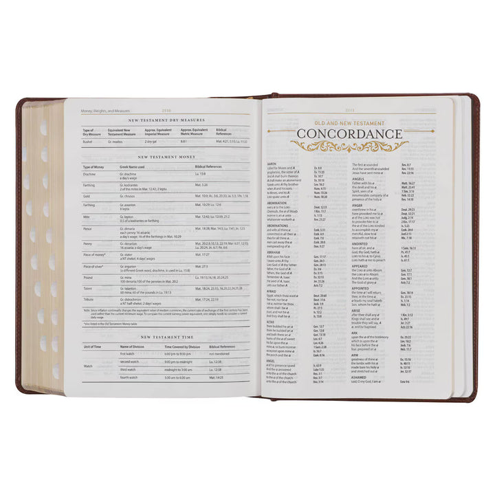 Toffee and Burgundy Faux Leather Hardcover King James Version Study Bible with Thumb Index