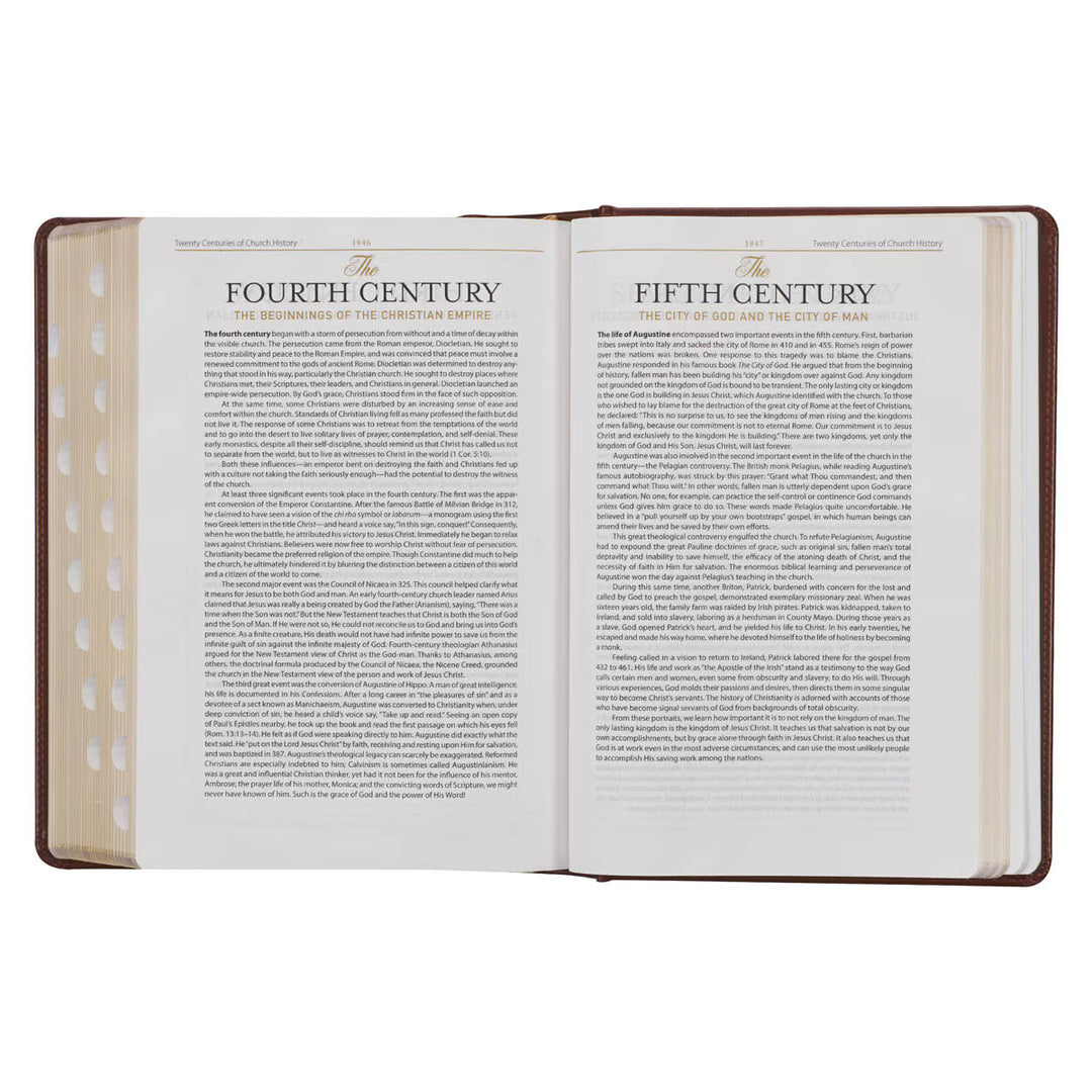Toffee and Burgundy Faux Leather Hardcover King James Version Study Bible with Thumb Index