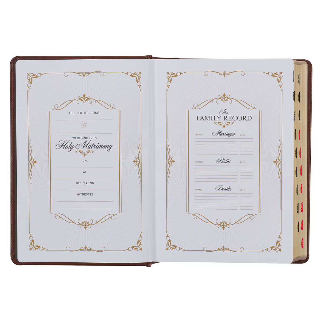 Toffee and Burgundy Faux Leather Hardcover King James Version Study Bible with Thumb Index
