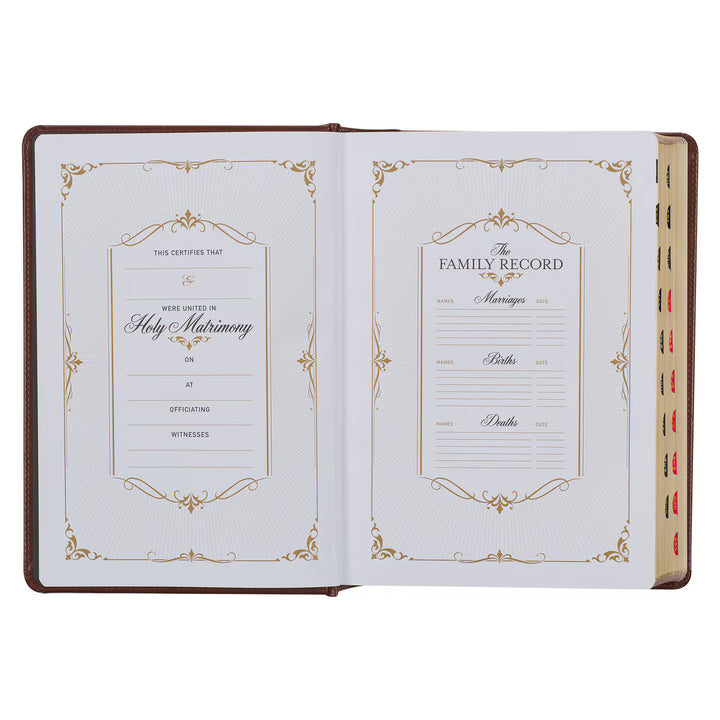 Toffee and Burgundy Faux Leather Hardcover King James Version Study Bible with Thumb Index