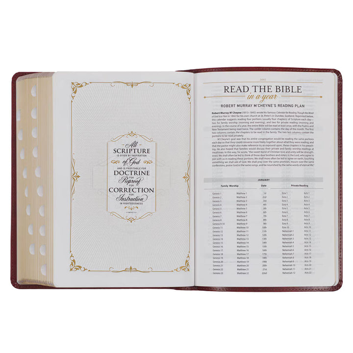 Diamond Grid Saddle Tan Faux Leather King James Version Study Bible with Thumb Index