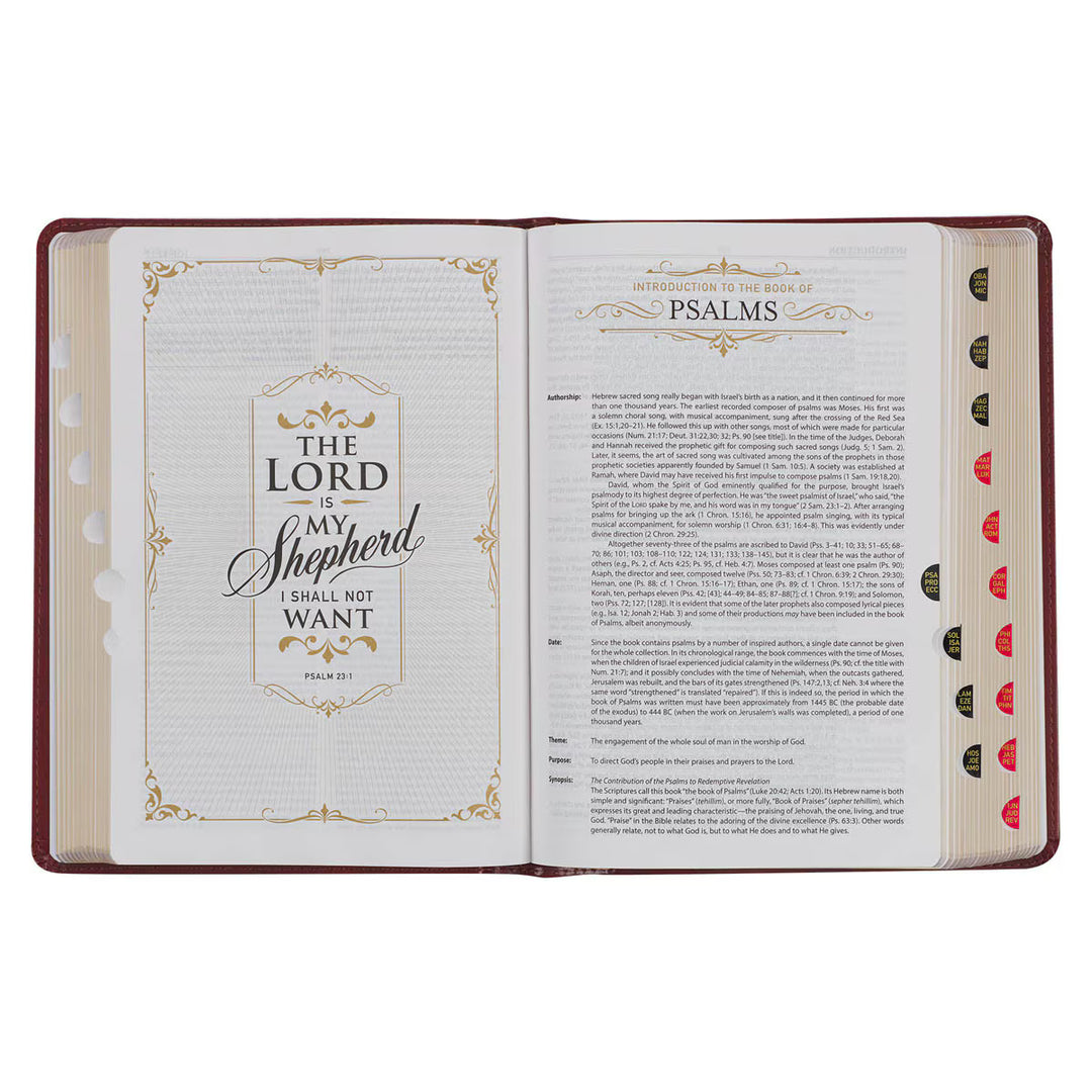 Diamond Grid Saddle Tan Faux Leather King James Version Study Bible with Thumb Index