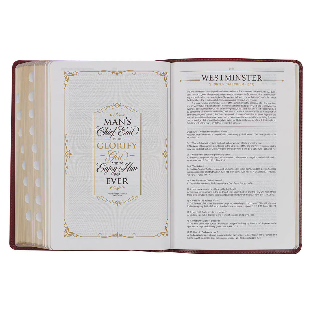 Diamond Grid Saddle Tan Faux Leather King James Version Study Bible with Thumb Index
