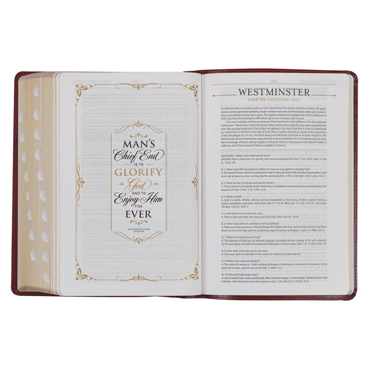 Diamond Grid Saddle Tan Faux Leather King James Version Study Bible with Thumb Index