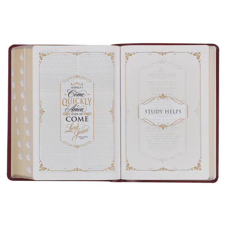 Diamond Grid Saddle Tan Faux Leather King James Version Study Bible with Thumb Index