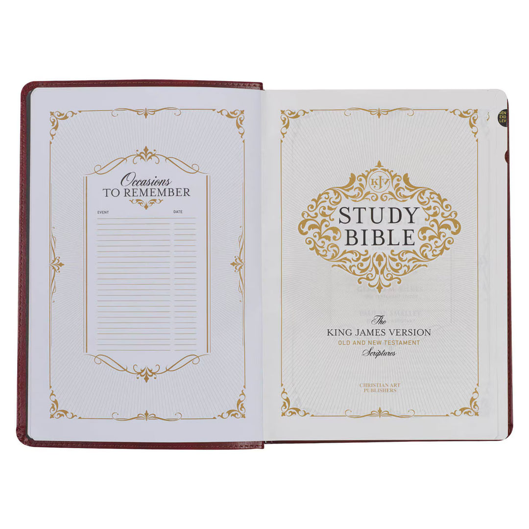 Diamond Grid Saddle Tan Faux Leather King James Version Study Bible with Thumb Index