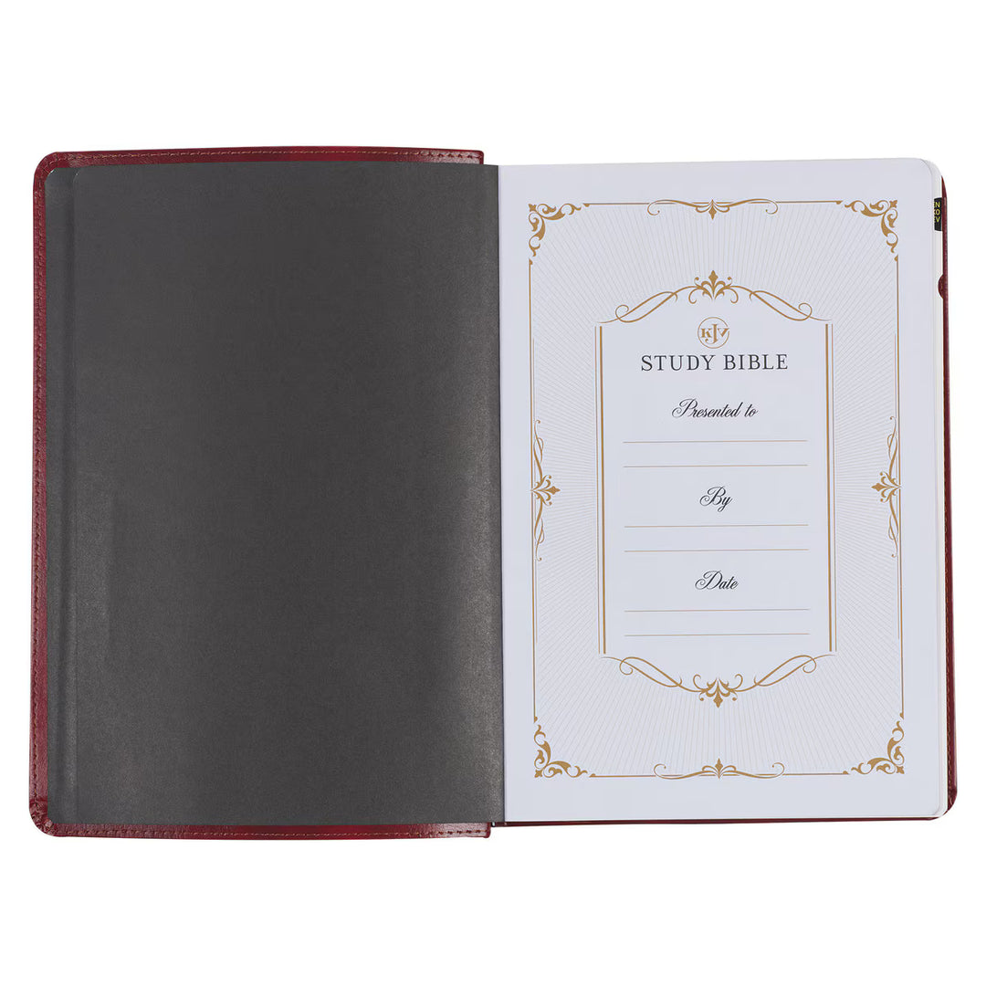 Diamond Grid Saddle Tan Faux Leather King James Version Study Bible with Thumb Index
