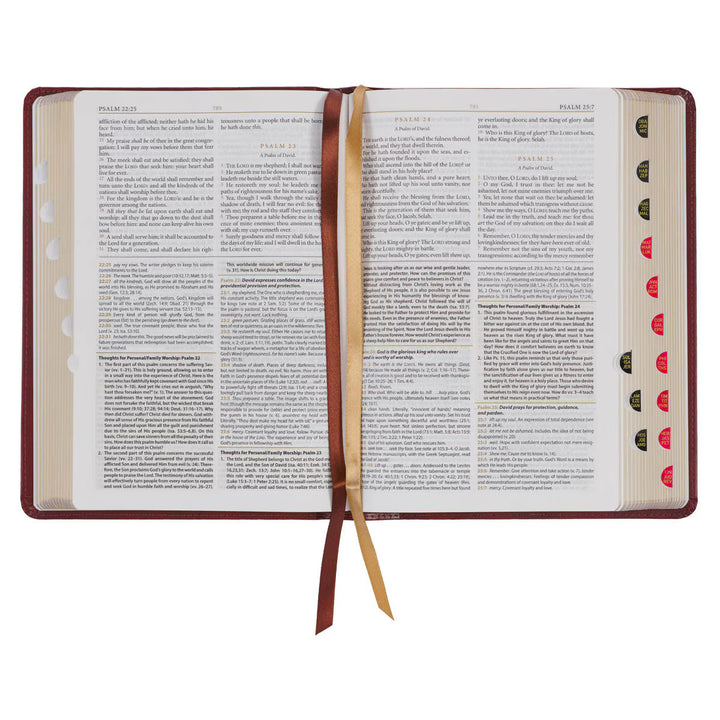 Diamond Grid Saddle Tan Faux Leather King James Version Study Bible with Thumb Index