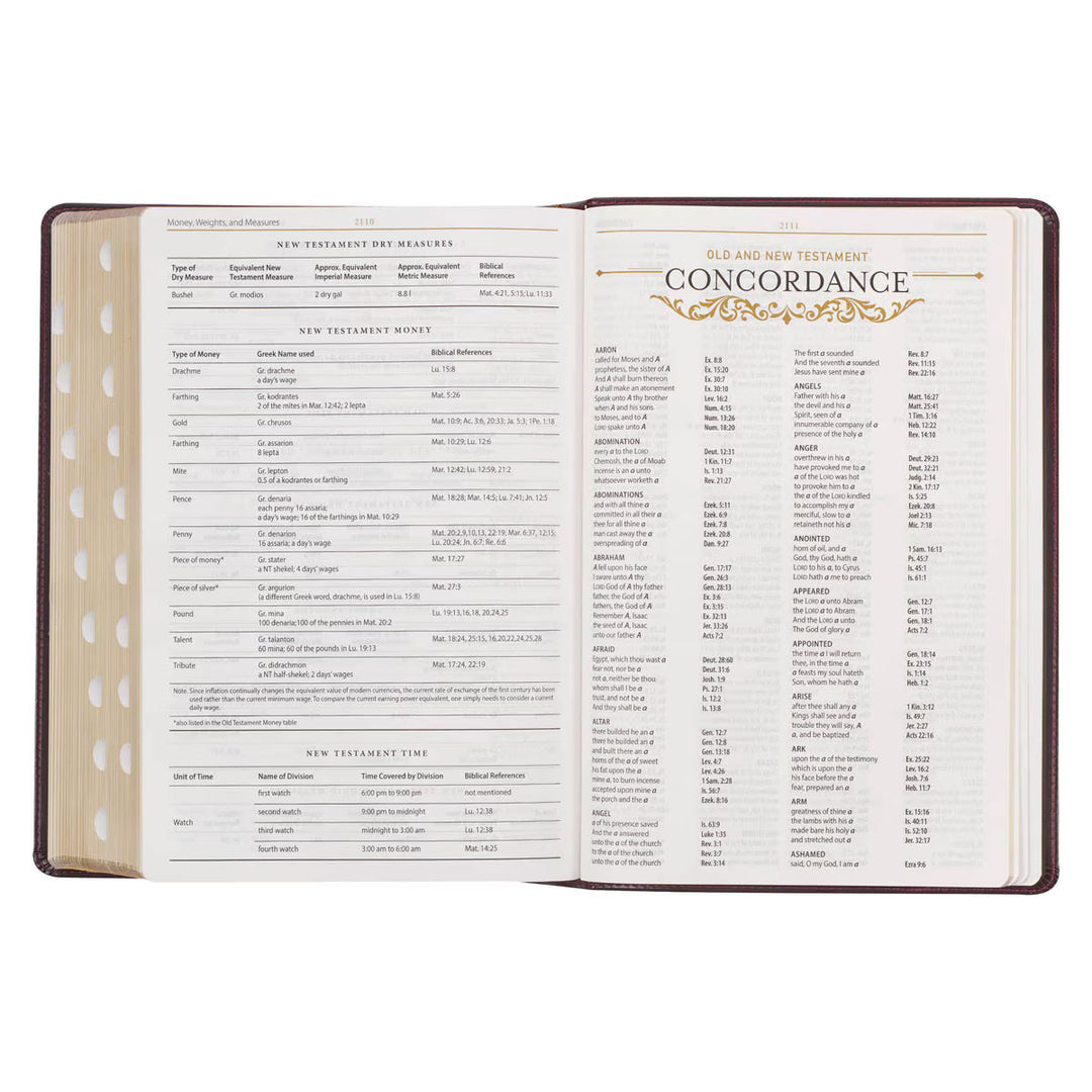 Burgundy and Saddle Tan Faux Leather Large Print King James Version Study Bible with Thumb Index
