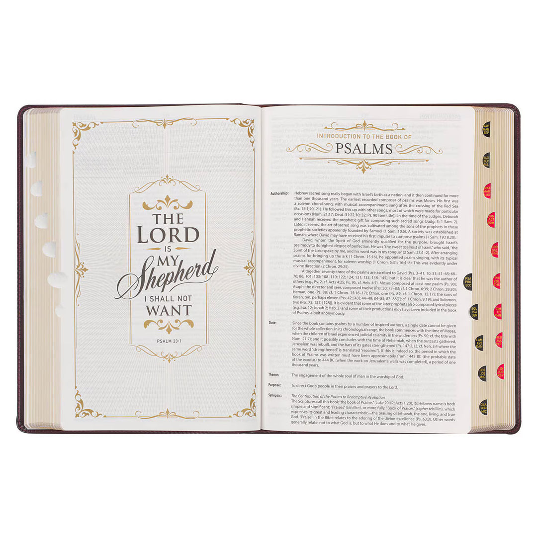 Burgundy and Saddle Tan Faux Leather Large Print King James Version Study Bible with Thumb Index