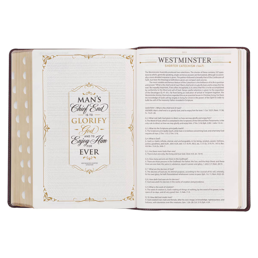 Burgundy and Saddle Tan Faux Leather Large Print King James Version Study Bible with Thumb Index