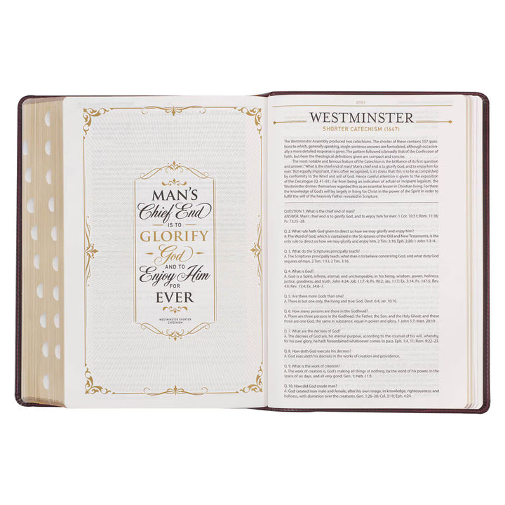 Burgundy and Saddle Tan Faux Leather Large Print King James Version Study Bible with Thumb Index