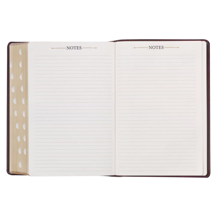 Burgundy and Saddle Tan Faux Leather Large Print King James Version Study Bible with Thumb Index