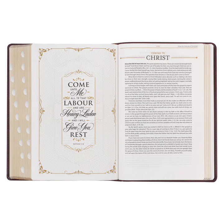 Burgundy and Saddle Tan Faux Leather Large Print King James Version Study Bible with Thumb Index