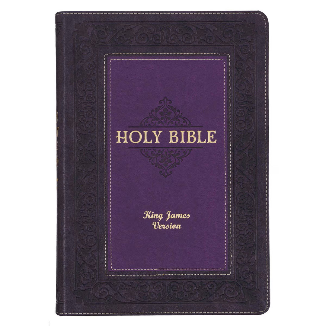 Two-tone Purple Faux Leather Large Print King James Version Study Bible with Thumb Index
