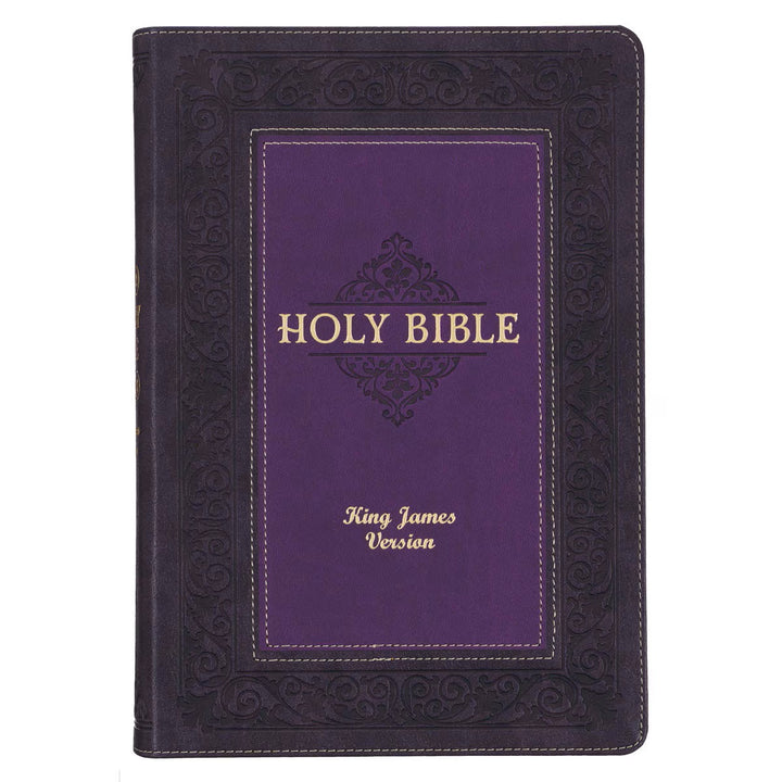 Two-tone Purple Faux Leather Large Print King James Version Study Bible with Thumb Index