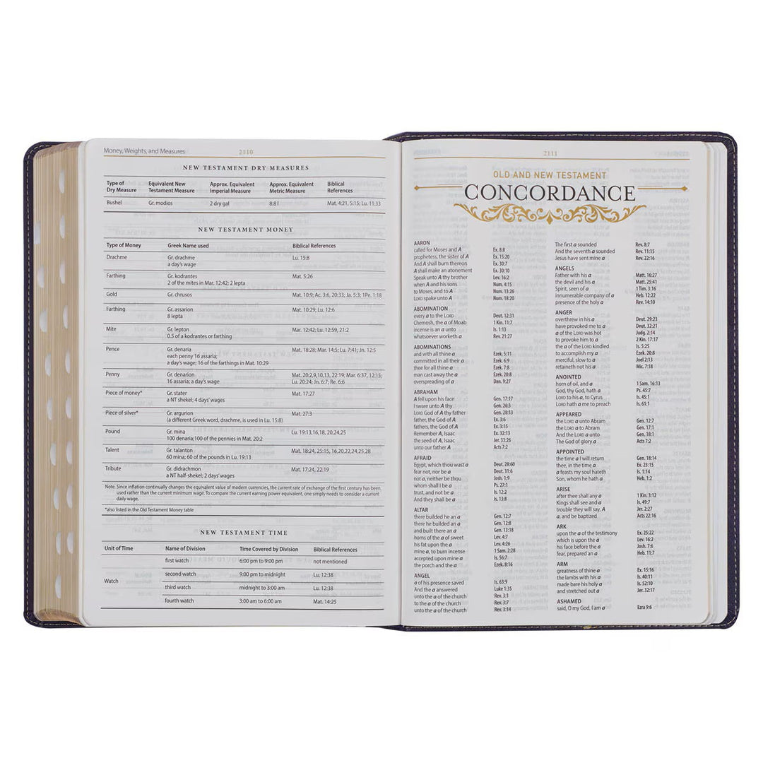 Two-tone Purple Faux Leather Large Print King James Version Study Bible with Thumb Index