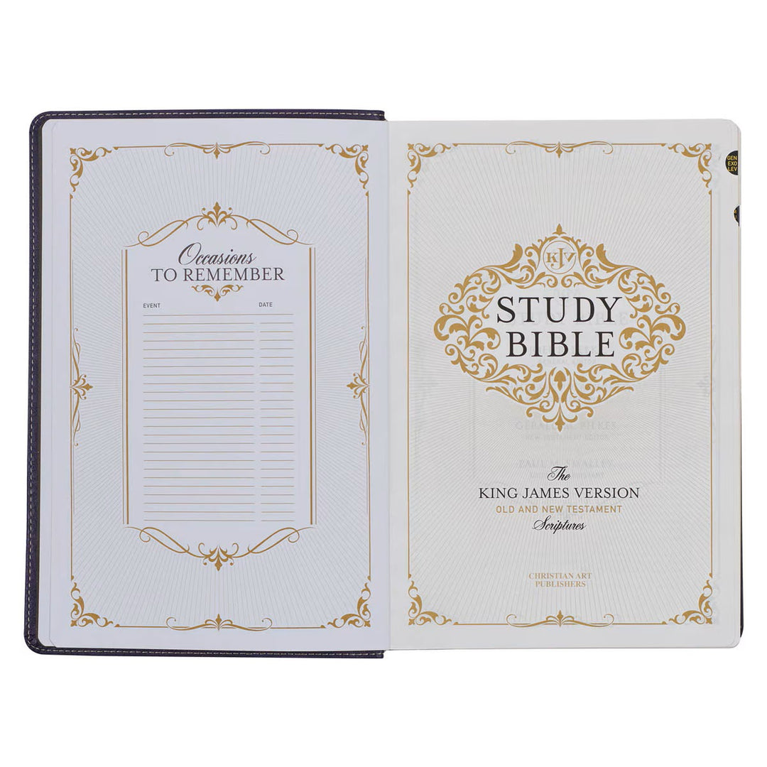 Two-tone Purple Faux Leather Large Print King James Version Study Bible with Thumb Index