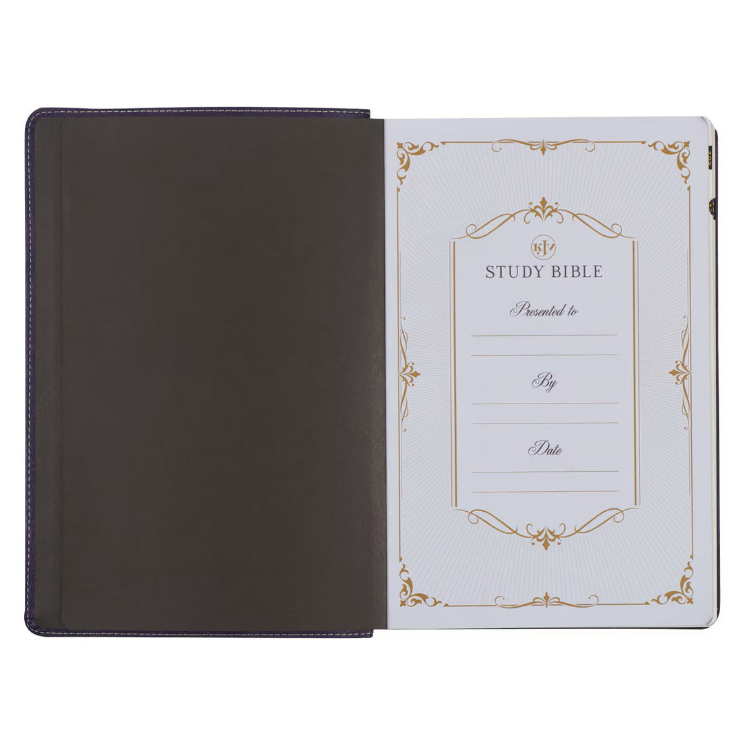 Two-tone Purple Faux Leather Large Print King James Version Study Bible with Thumb Index