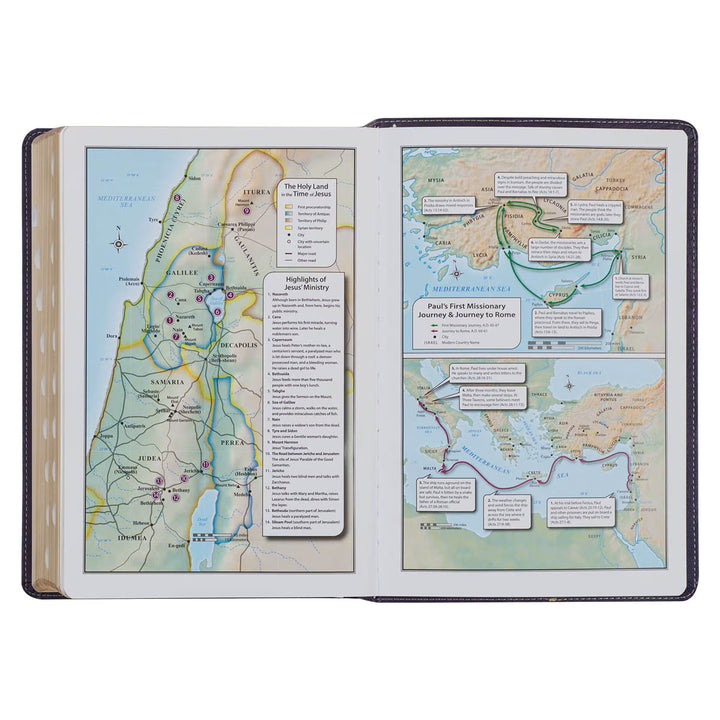 Two-tone Purple Faux Leather Large Print King James Version Study Bible with Thumb Index