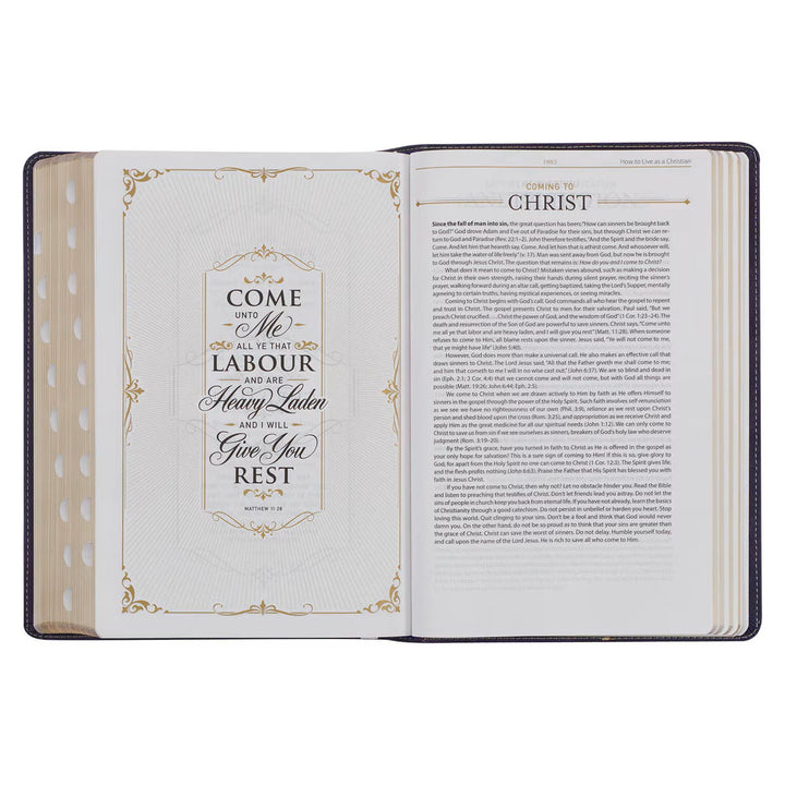 Two-tone Purple Faux Leather Large Print King James Version Study Bible with Thumb Index