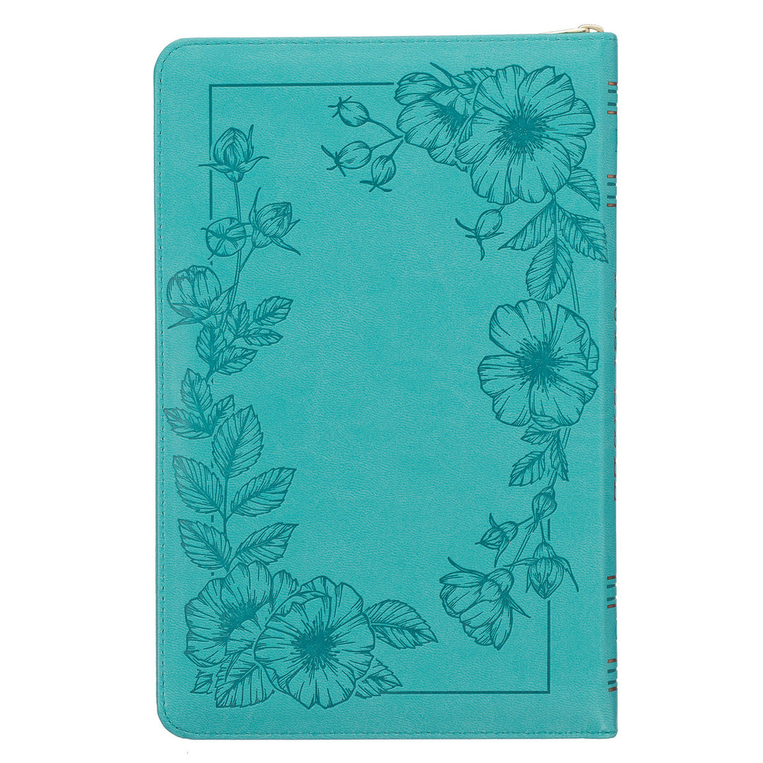 Teal Faux Leather King James Version Deluxe Gift Bible with Thumb Index and Zippered Closure