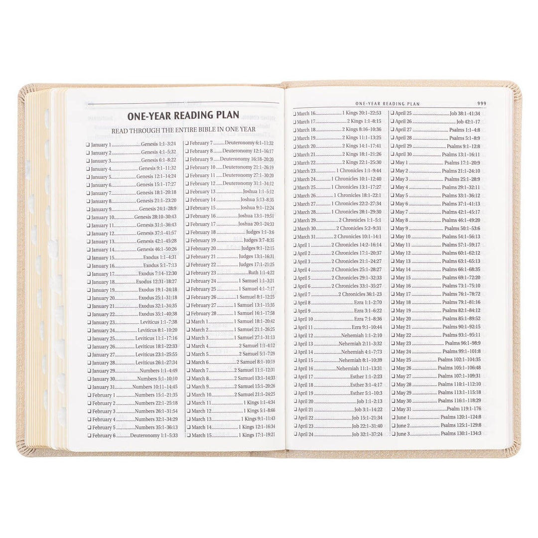 Pearlized Ivory Faux Leather King James Version Deluxe Gift Bible with Thumb Index