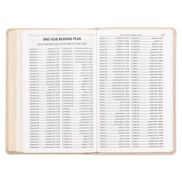 Pearlized Ivory Faux Leather King James Version Deluxe Gift Bible with Thumb Index