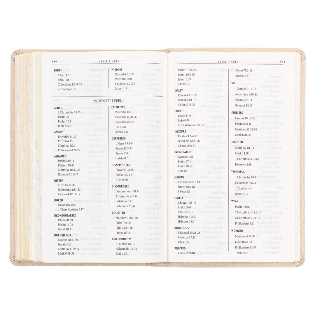 Pearlized Ivory Faux Leather King James Version Deluxe Gift Bible with Thumb Index