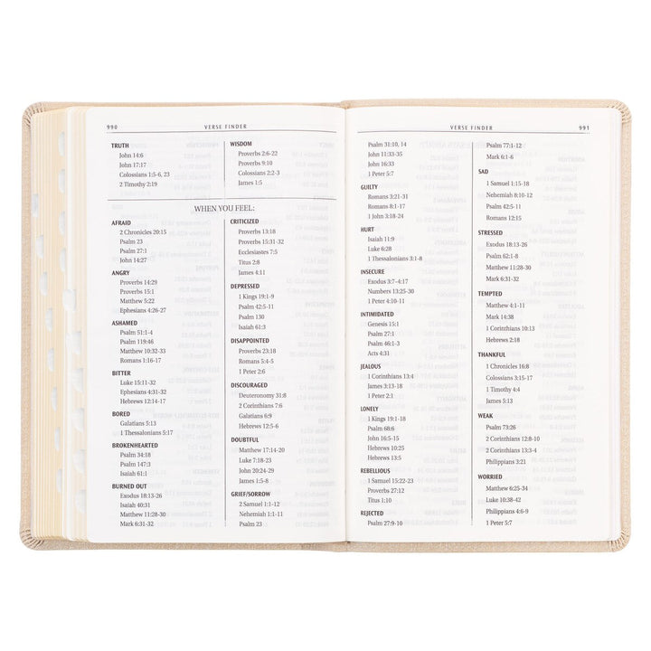 Pearlized Ivory Faux Leather King James Version Deluxe Gift Bible with Thumb Index