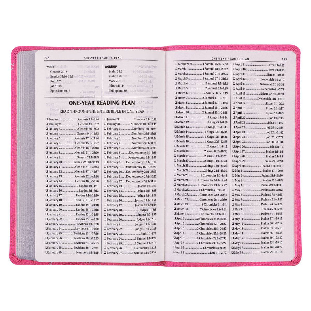 Pearlized Cherry Pink Faux Leather King James Version Gift Edition Bible (Font: 8-point) (No Bible Tabs)